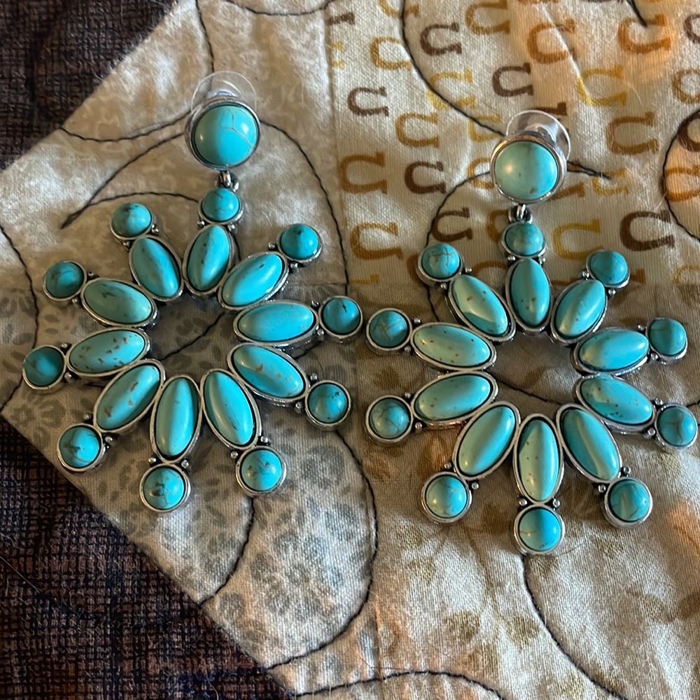 Western Faux Turquoise Earrings
